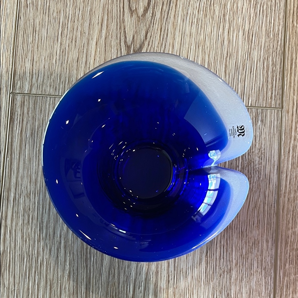 Vintage Mats Jonasson Maleras Cobalt Blue Magic Lead Art Glass Bowl Sweden